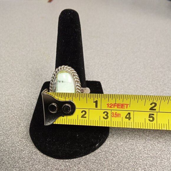 Sterling Silver Navajo Handmade Beautiful Oval "Dry Creek"  Turquoise Ring - Picture 5 of 7